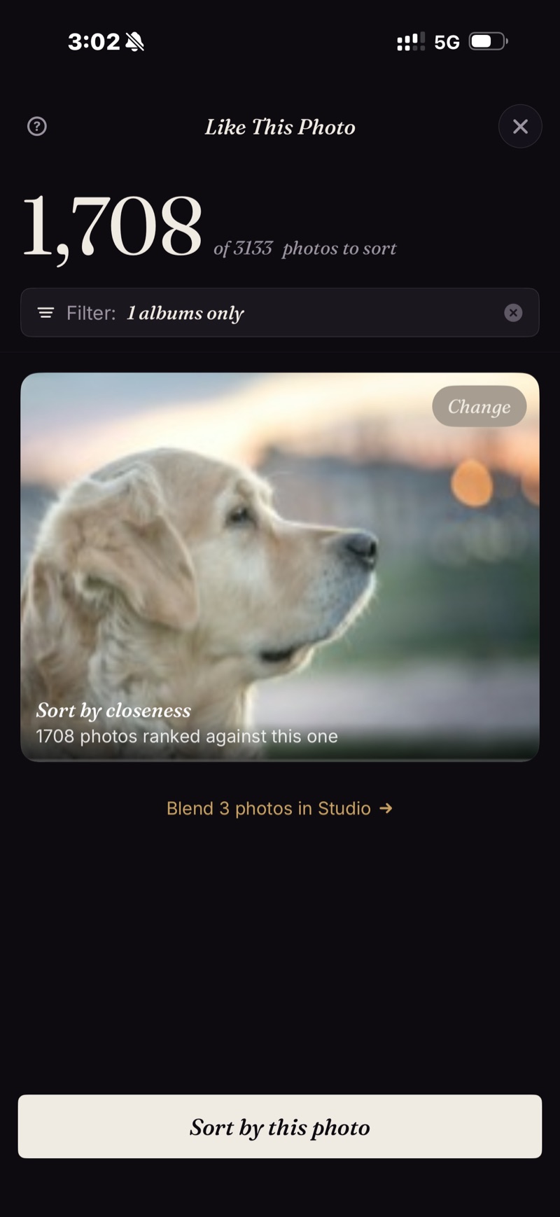 Choosing a reference photo — 1,708 photos ranked against this one